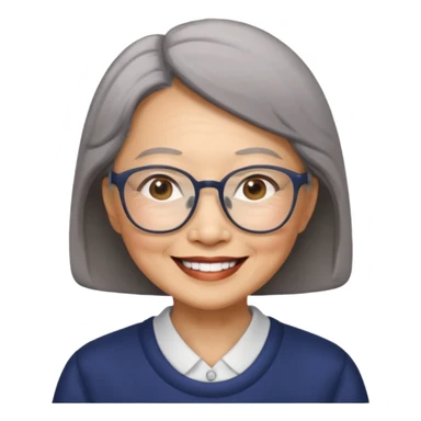 Elder asian woman with glasses sticker