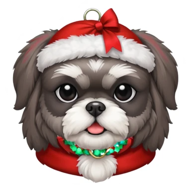 Small all OVER dark grey shih tzu CHRISTMAS sticker