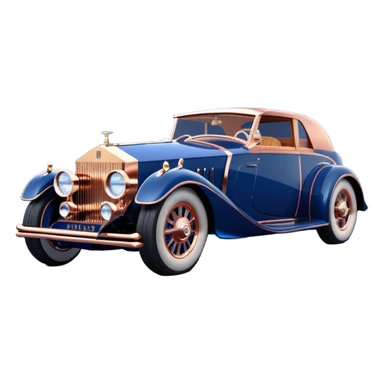 dark blue led lights on a streamlined stripped down hot rodded inlaid rose gold and wood accentuated sporty 1932 Rolls Royce with futuristic electric spaceship plasma neon glowing motors and lightening dynamos with wide racing wheels that are held strong by advanced suspension and steering sticker