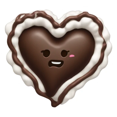 Dark chocolate heart emoji with whipped cream on top sticker