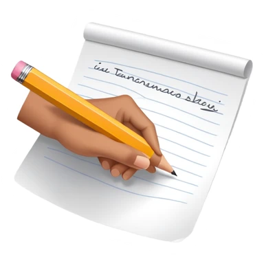 hands holding a pencil and writing on paper, simple and friendly sticker