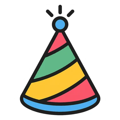 party hat color icon style sticker