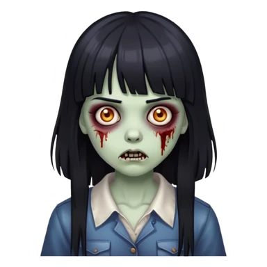 zombie girl long hair and bangs  sticker