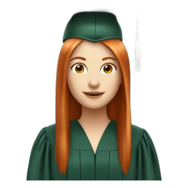 redhead white woman medium long straight hair, celebrating graduation sticker