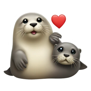 seal and otter with hearts sticker