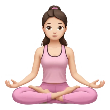white brunette girl in light pink workout clothes meditating sticker