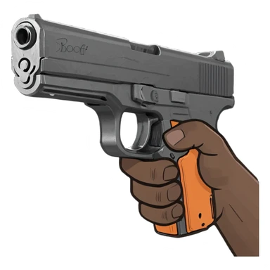 Darkskin hand holding gun sticker