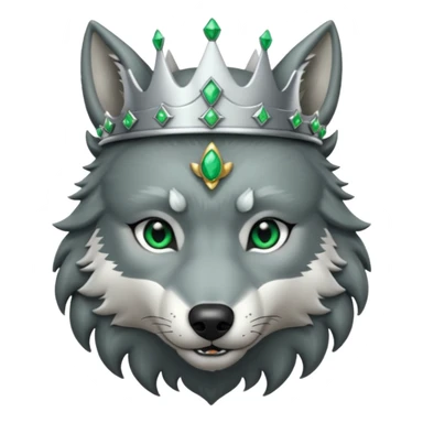 wolf with silver crown with emeralds sticker