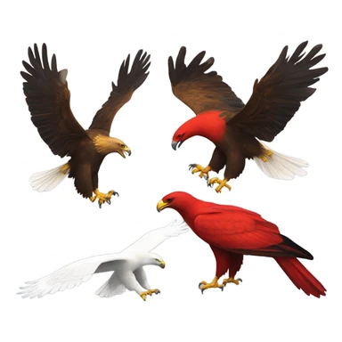 Golden eagle battling a red cardinal sticker