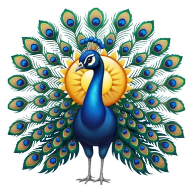 Realistic 🦚 with a sun behind it sticker