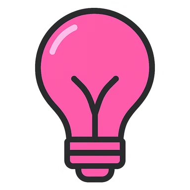 simple and clear pink light bulb icon sticker