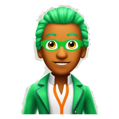 Oompa loompa with neon orange skin and green hair sticker