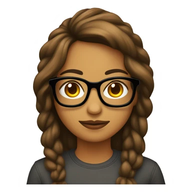 chica con lentes, pelo castaño oscuro  ondulado largo ocn laptop sticker