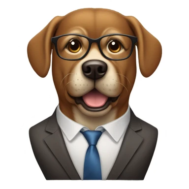 A muscular brown dog in a suit, glasses, and a tie gestured “I don't know.” sticker