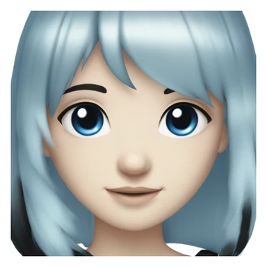 smiling blue eyed egirl with black hair sticker