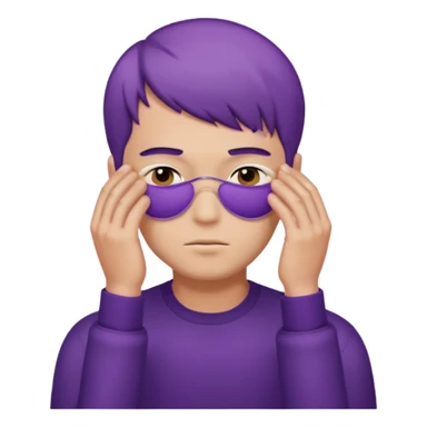 men with purple short hair, hair cover eyes sticker