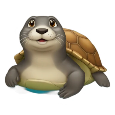 une loutre sur une tortue sticker