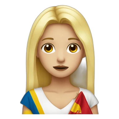 Crying blond girl with Spanish flag sticker