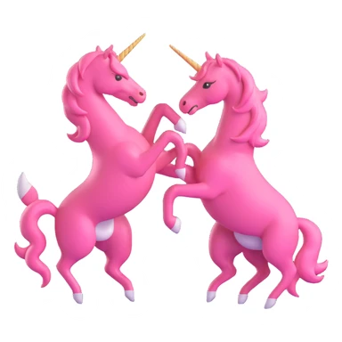 two pink unicorns fighting, 3D style, dramatic, detailed sticker