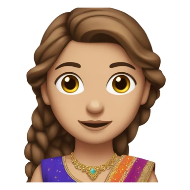 Beautiful white girl with long brown hair and brown eyes wearing lehenga sticker