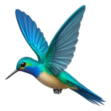 Colibri volando de perfil totalmente azul con cara humana de hombre sticker
