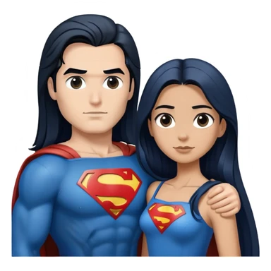 Superman-and-girl-with-black-faded-to-dark- blue-straight-long-hair sticker
