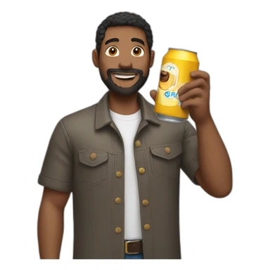 man filming himself and holding a can of drink sticker