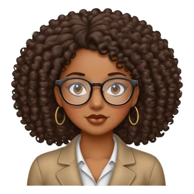 Girl boss black, curly hair, Black, sexy with glasses sticker