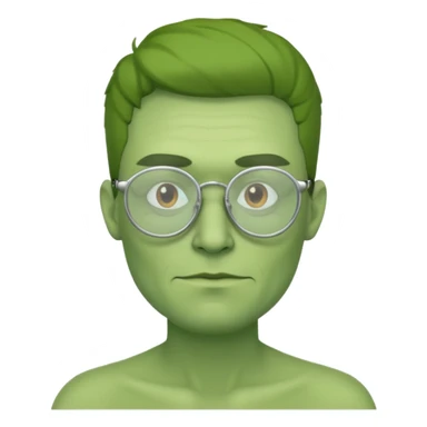 make me a guy who is 100% green with cool glasses no facial hair sticker