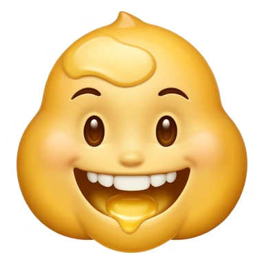 Smiling emoji having white honey fall out of its mouth  sticker