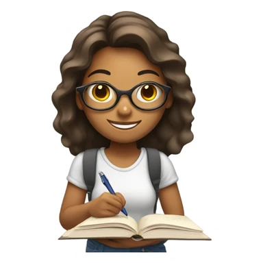 smiling girl studying theme sticker