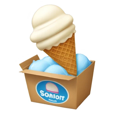 Scooping ice cream from a box sticker