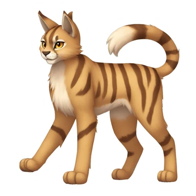 Anthro Beige-Orange-Brown Striped Fur-Sona-Fakemon Lynx-Caracal Full Body sticker
