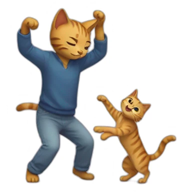 Cat dancing with human sticker