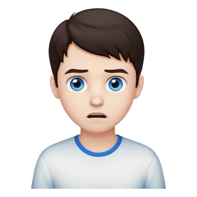 zombie scared boy with dark brown hair and white shirt sticker