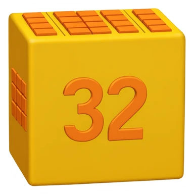 Numberblock 32 is a character made out of 32 blocks in a rectangle and 30 are yellow 2 are orange sticker