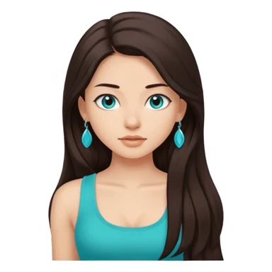 Forever Nenaa with long dark brown hair, cyan crop top sticker