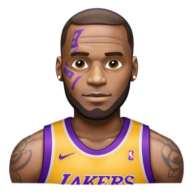 Lebron James as a half robot/cyborg AI but still keep lakers and make him look friendly sticker