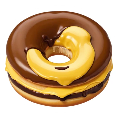 Boston cream doughnut, smiling sticker
