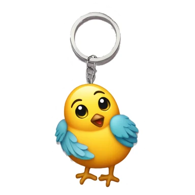 an cute keychain with a baby bird imprint on it  sticker
