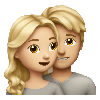 white boy with brown hair hugs a blonde balayage girl sticker