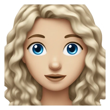 White girl with blue eyes and wavy brown hair  sticker