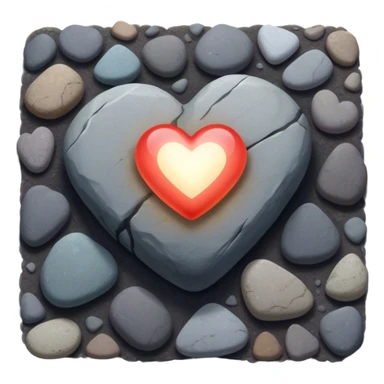 A glowing heart-shaped rock lying on a sidewalk, partially hidden among other stones. A hand is reaching toward it, as if discovering a sign meant just for them. —meaningful signs appearing when you open your mind to them. sticker