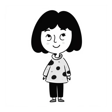 Cartoonish girl smiling with short hair sticker