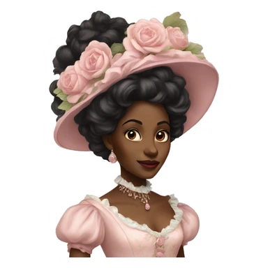 vintage rococo black woman in a light pink gown  sticker