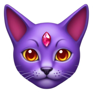 Purple cat with red crystal horns sticker