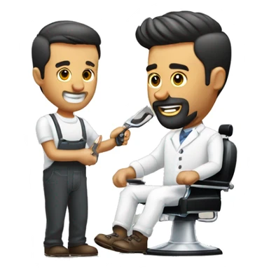 Homme barber avec une tondeuse dans lesmain qui fait un dégradé à un homme  sticker