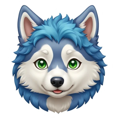 Cute Husky, blue curly hair, green/brown eyes sticker