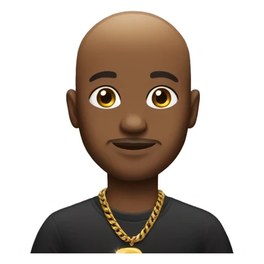 bald black man who has a gold chain with baby oil sticker
