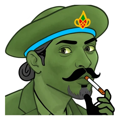 Un boliviano con il pizzetto e la pelle di color caramello che fuma una pipa sticker